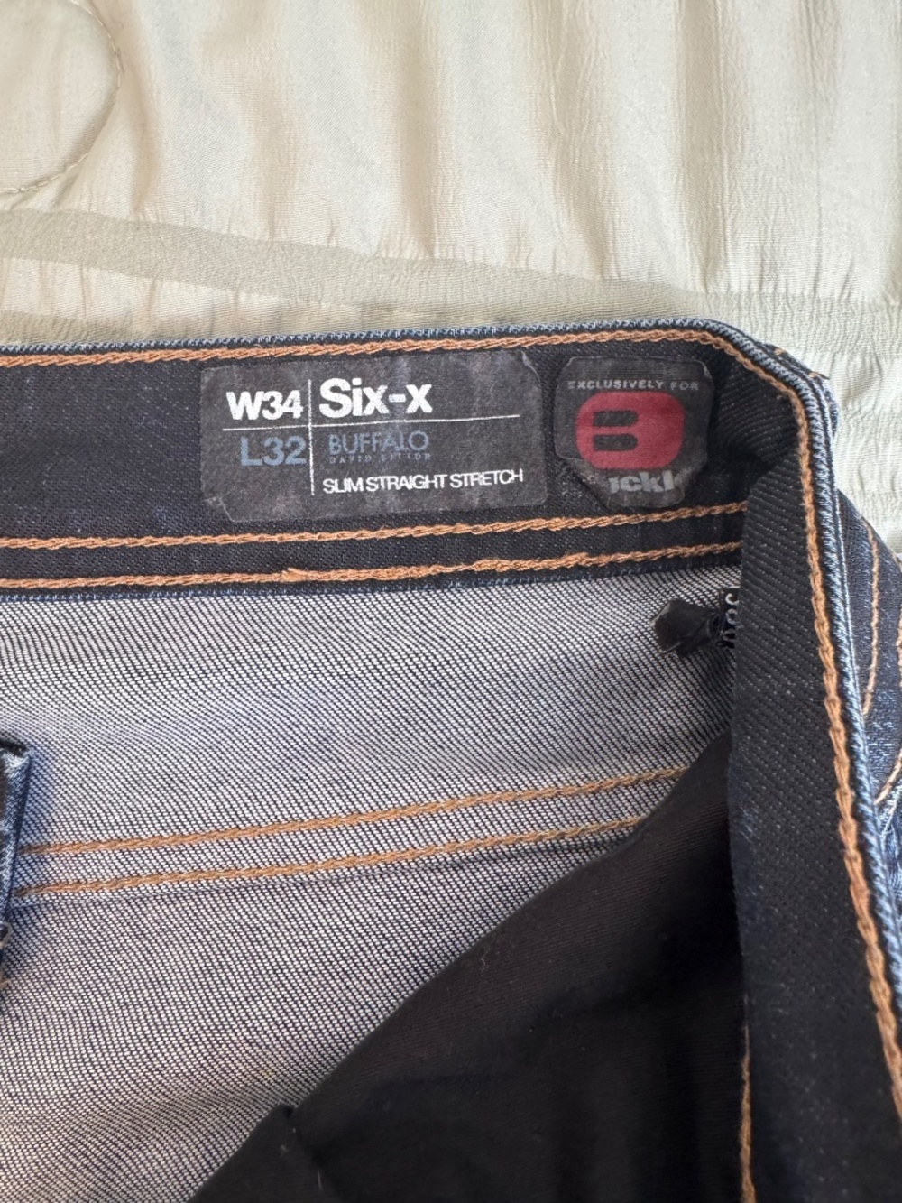 Buffalo David Bitton Six-X Slim Straight Jeans 34x32 Dark Wash Stretch - Picture 5 of 6